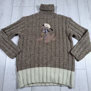 Vintage Small PLUTO Embroidery Patch Sweater Disney Tan Brown